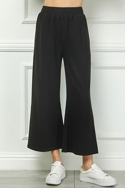 Black Soft Feel Cropped Pants
