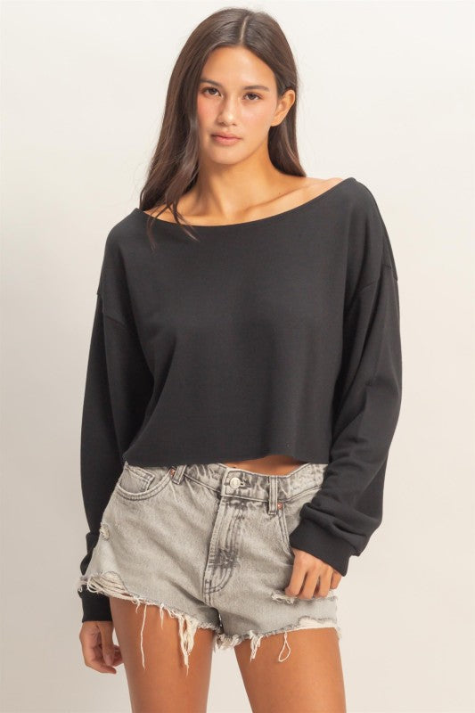 Bobbie Off The Shoulder Black Crop Top