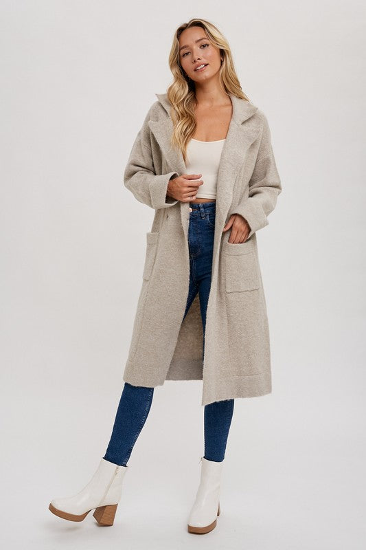 Oatmeal Sweater Trench Coat