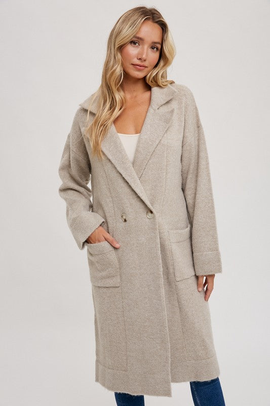 Oatmeal Sweater Trench Coat