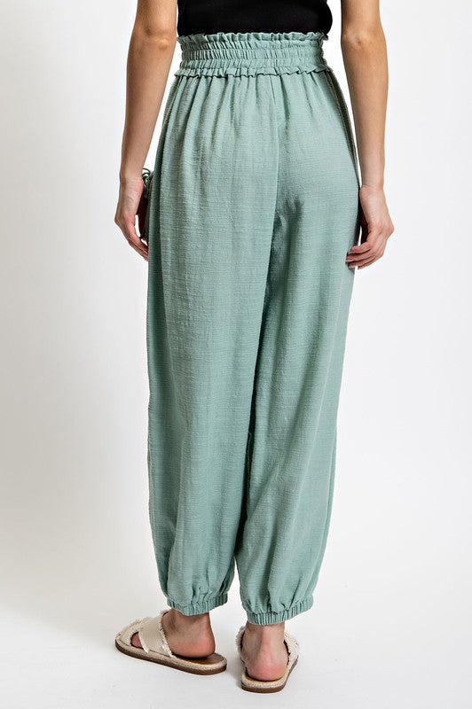 Mint Smocked Waist Drawstring Pants