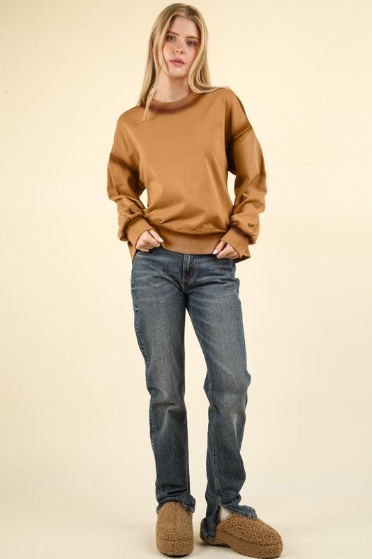 Mocha Contrast Spray Detail Sweatshirt