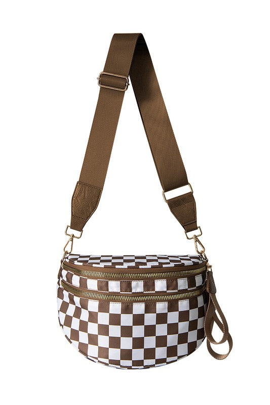 Frankie Mocha Checkered Sling Bag