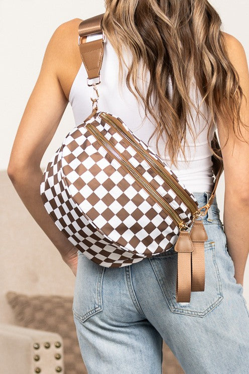Frankie Mocha Checkered Sling Bag