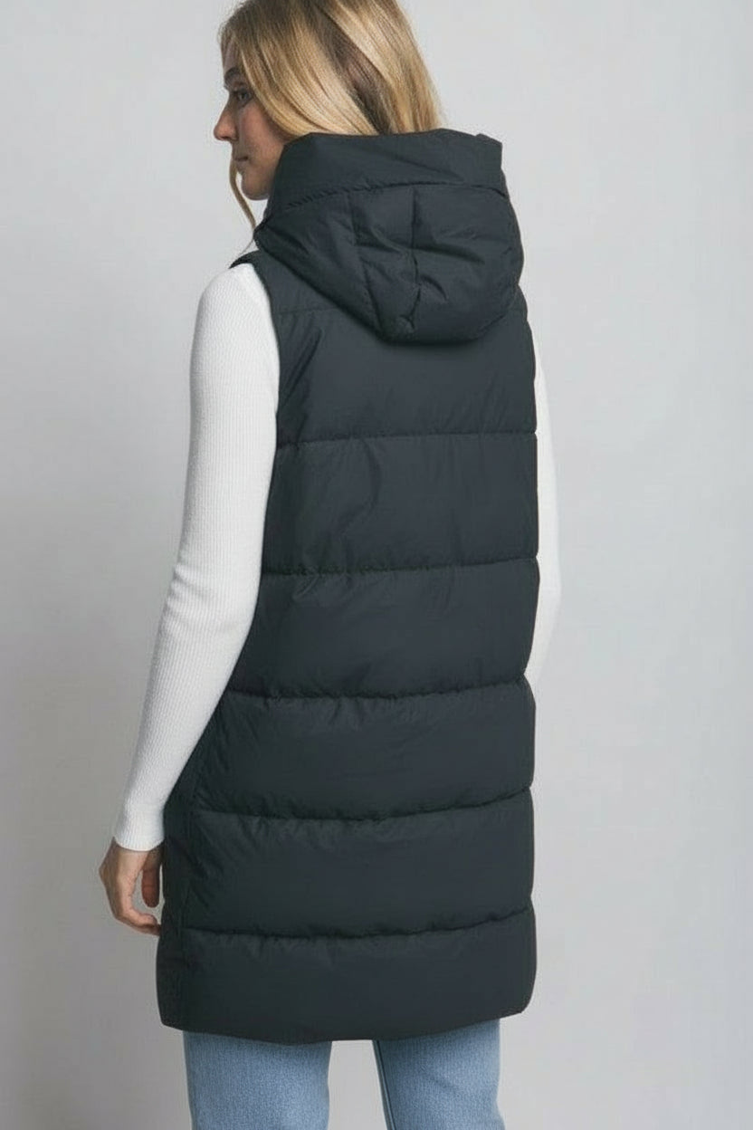 Hooded Long Puffer Vest