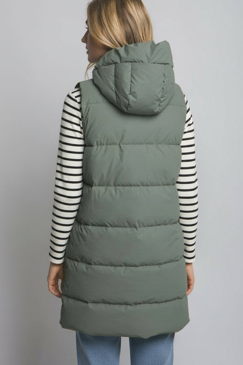 Hooded Long Puffer Vest
