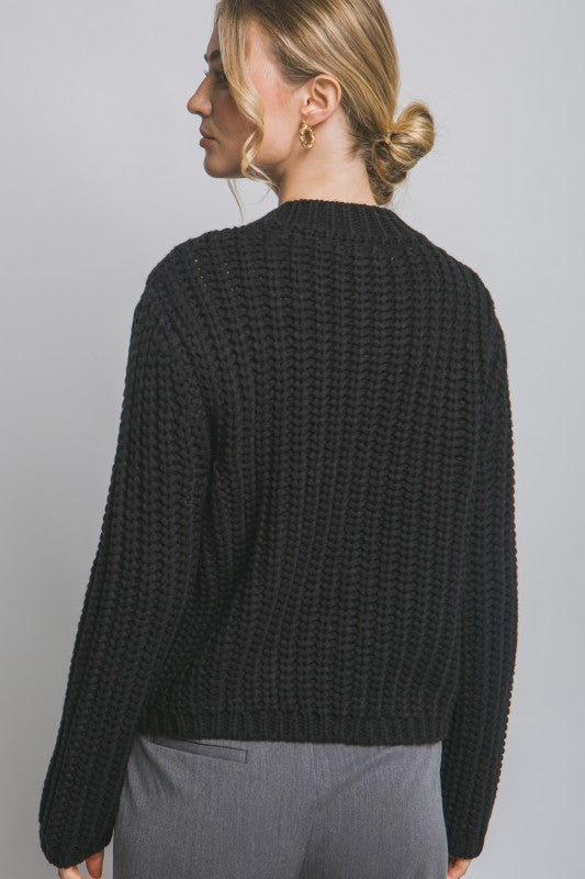 Onyx Knit Gold Button Up Cardigan