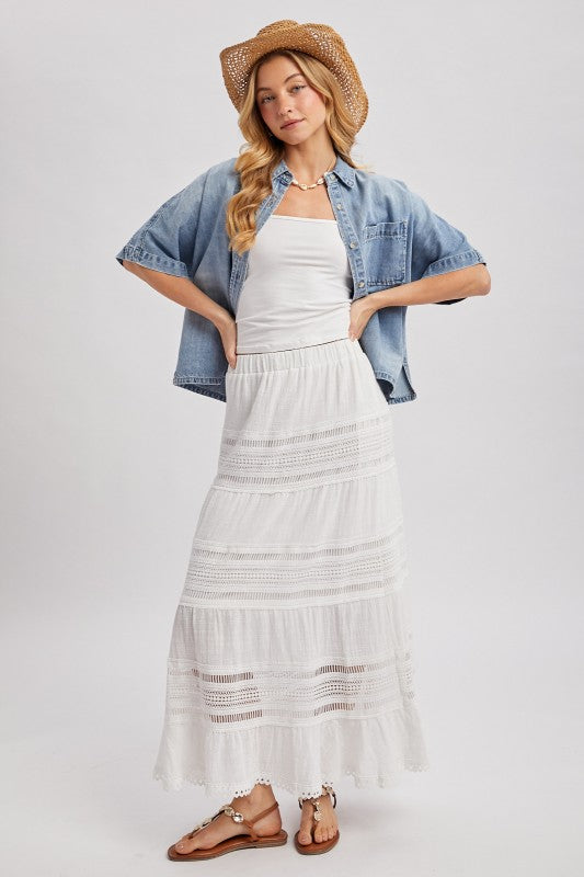 Foxy Boxy Denim Cropped Button Up