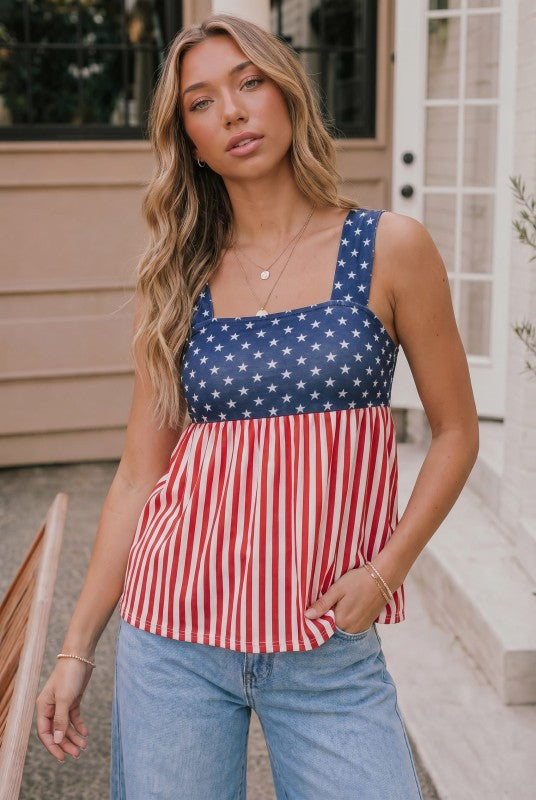 American Flag Babydoll Top