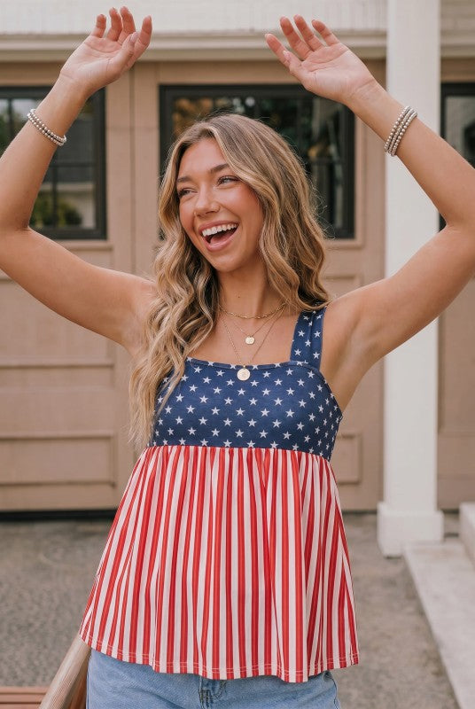 American Flag Babydoll Top