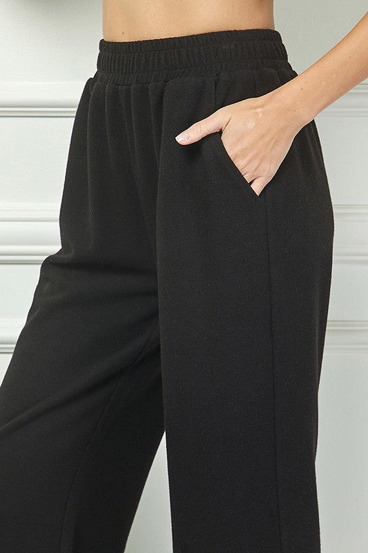 Black Soft Feel Cropped Pants