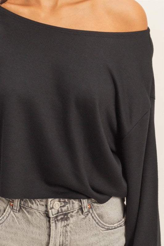 Bobbie Off The Shoulder Black Crop Top