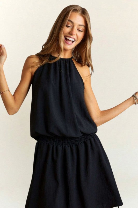 Remy Black Halter Mini Dress