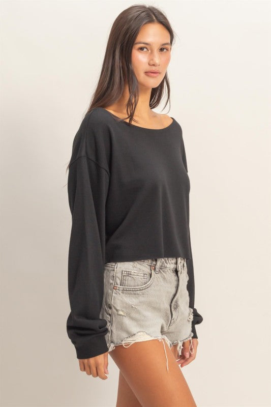 Bobbie Off The Shoulder Black Crop Top