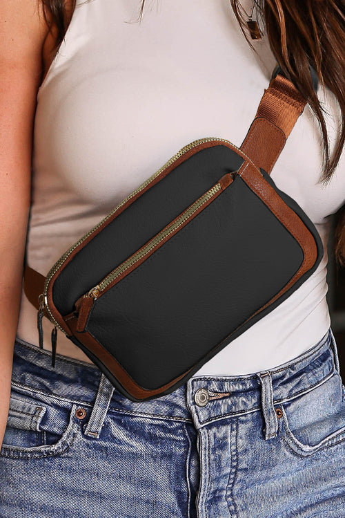 Black PU Leather Crossbody Bag