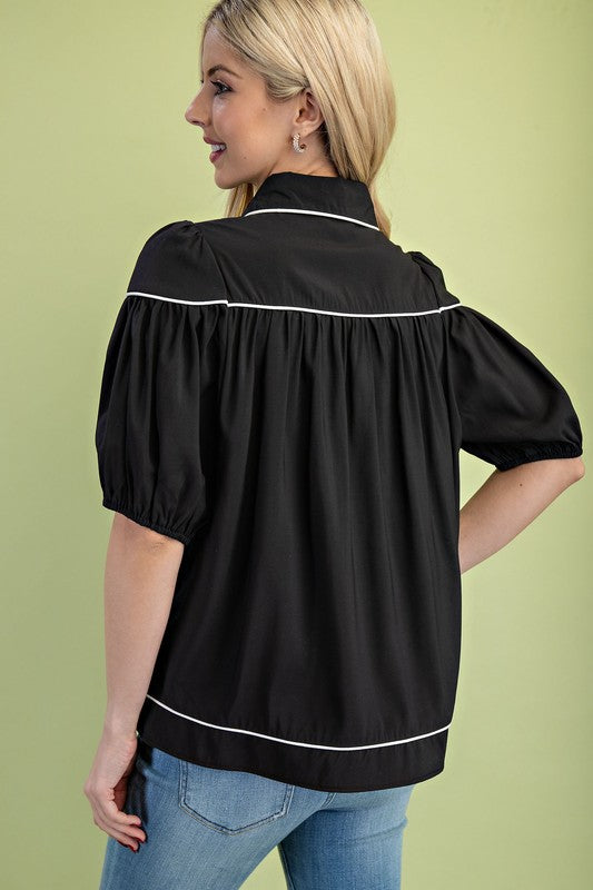 The CeCe Pleated Button Blouse