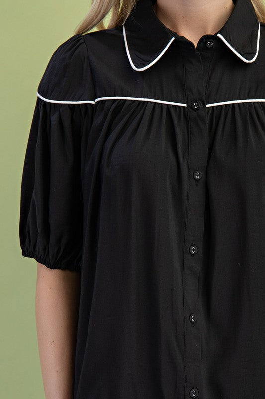 The CeCe Pleated Button Blouse