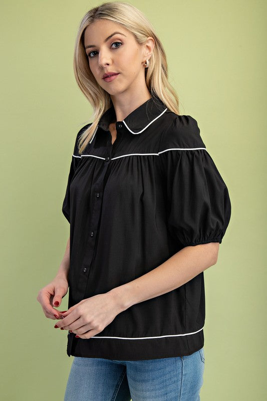 The CeCe Pleated Button Blouse