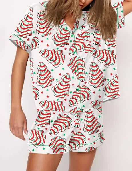 Christmas Tree Pajama Shorts Set