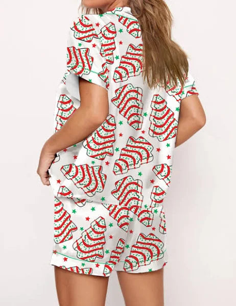 Christmas Tree Pajama Shorts Set