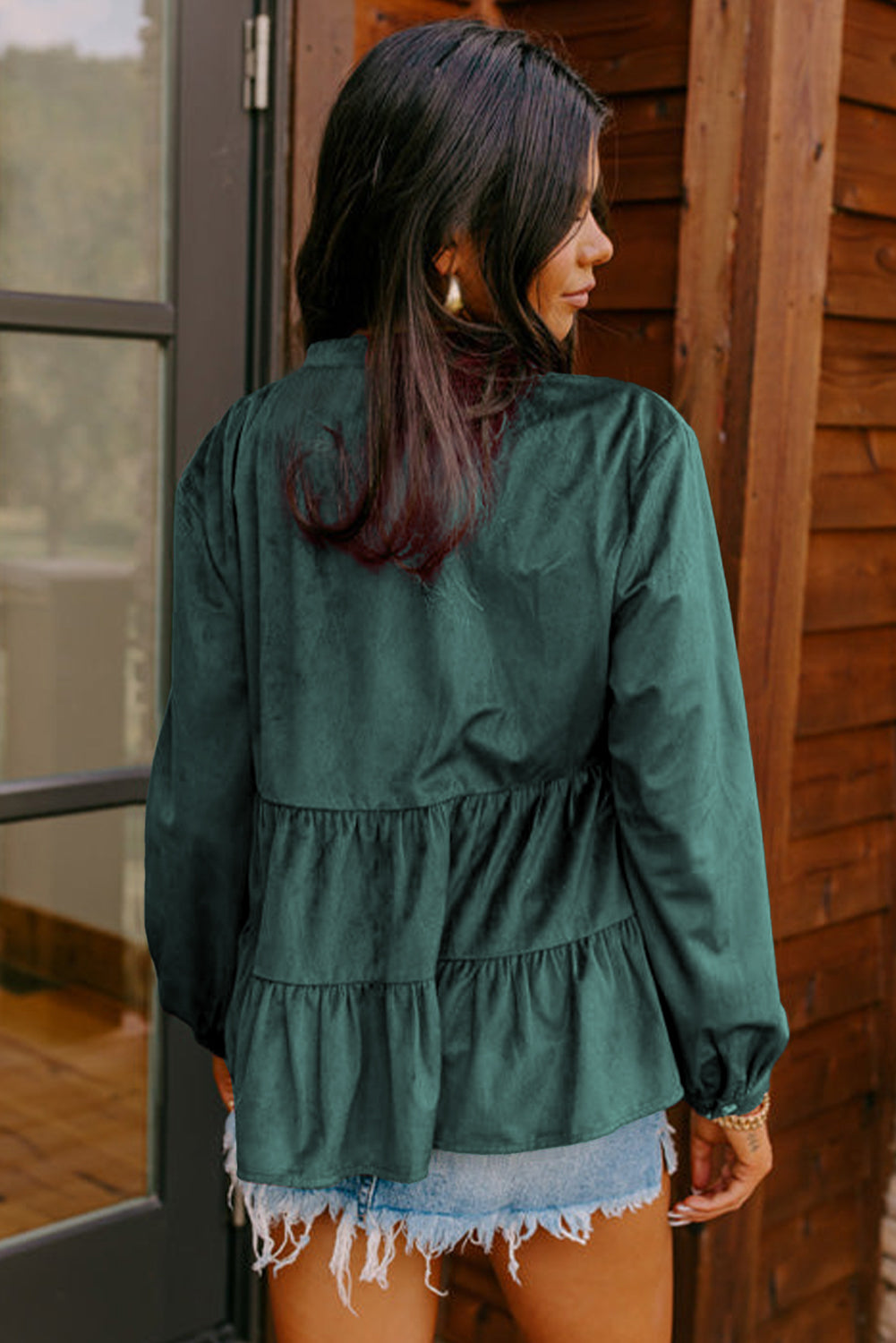 Emerald Corduroy Button up Blouse