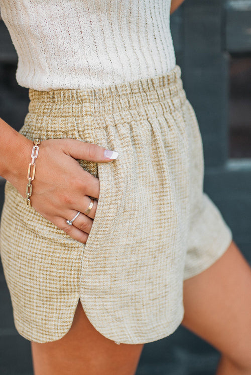 Apricot Tweed High Waisted Shorts