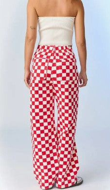Denim Red/White Checkered Pants