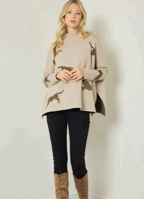 Oatmeal Leopard Sweater
