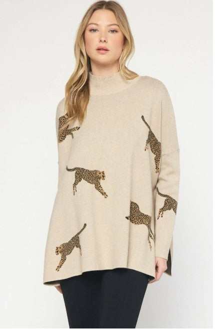 Oatmeal Leopard Sweater