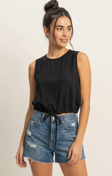 May Drawstring Tie Crop Top