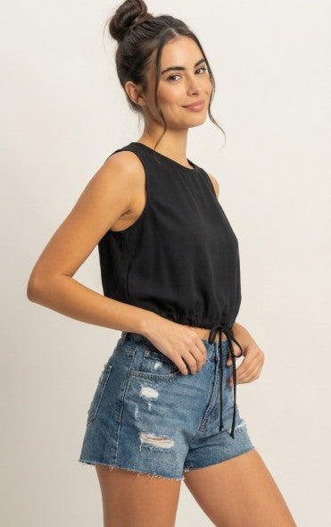 May Drawstring Tie Crop Top