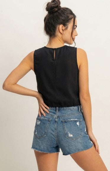 May Drawstring Tie Crop Top