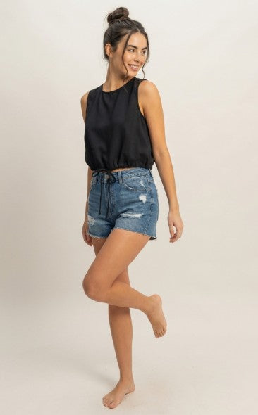 May Drawstring Tie Crop Top