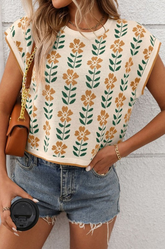 Vintage Bloom Knit Sweater Vest