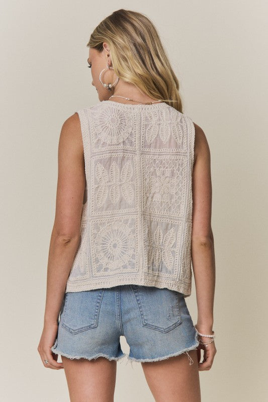 Willow Crochet Cream Vest