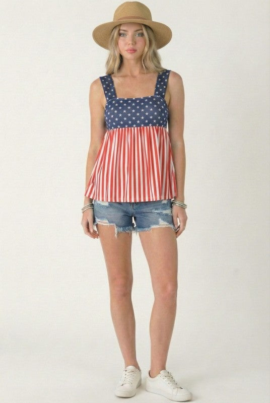 American Flag Babydoll Top