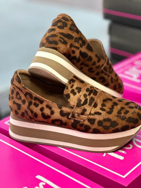 SHEESH Platform Loafers - Leopard