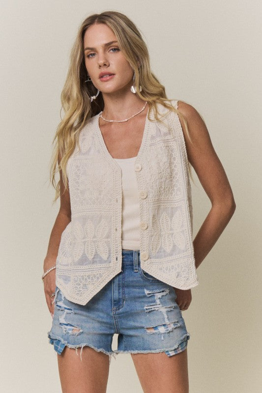 Willow Crochet Cream Vest
