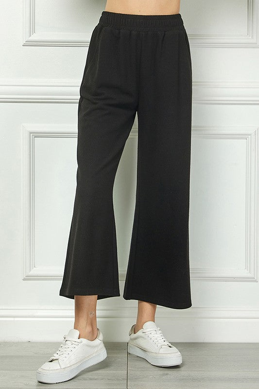 Black Soft Feel Cropped Pants