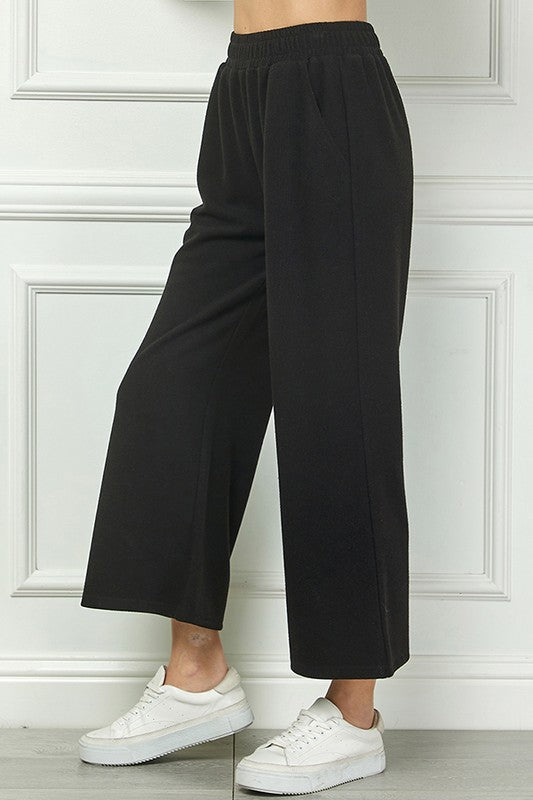 Black Soft Feel Cropped Pants