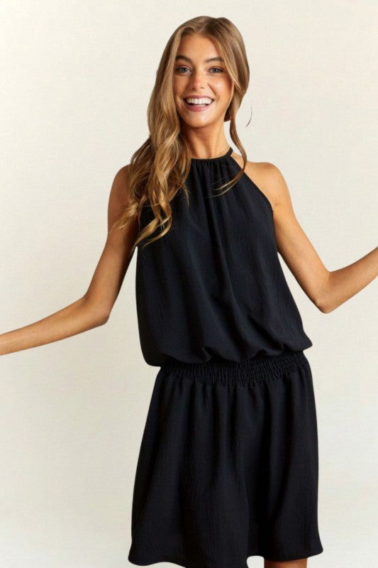 Remy Black Halter Mini Dress